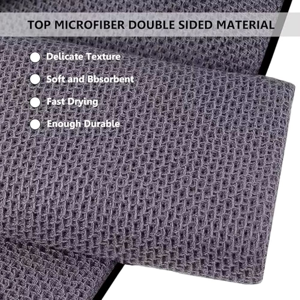 Texas Barbecue Black or Red Waffle 380gsm Microfibre BBQ / Kitchen Towel with Matching Color Carabiner