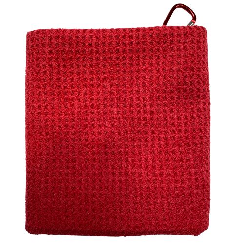 Lifespace Black or Red Waffle 380gsm Microfibre BBQ / Kitchen Towel with Matching Color Carabiner