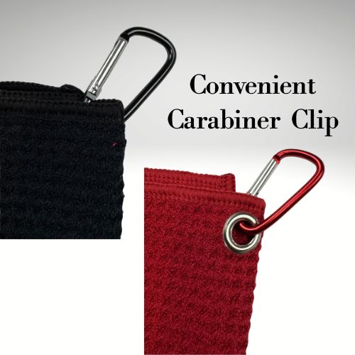 Texas Barbecue Black or Red Waffle 380gsm Microfibre BBQ / Kitchen Towel with Matching Color Carabiner