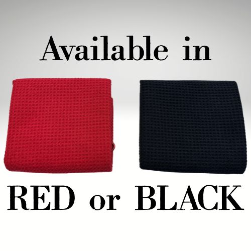 Lifespace Black or Red Waffle 380gsm Microfibre BBQ / Kitchen Towel with Matching Color Carabiner