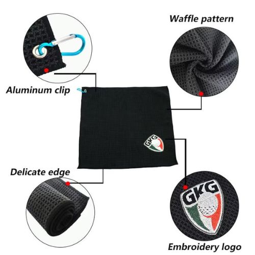 Lifespace Black or Red Waffle 380gsm Microfibre BBQ / Kitchen Towel with Matching Color Carabiner