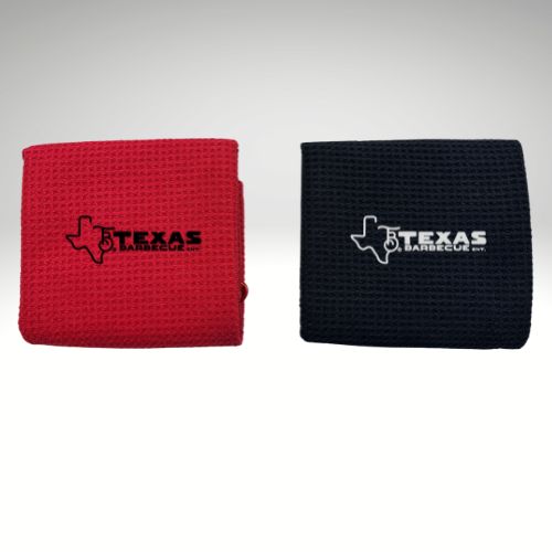 Lifespace Black or Red Waffle 380gsm Microfibre BBQ / Kitchen Towel with Matching Color Carabiner