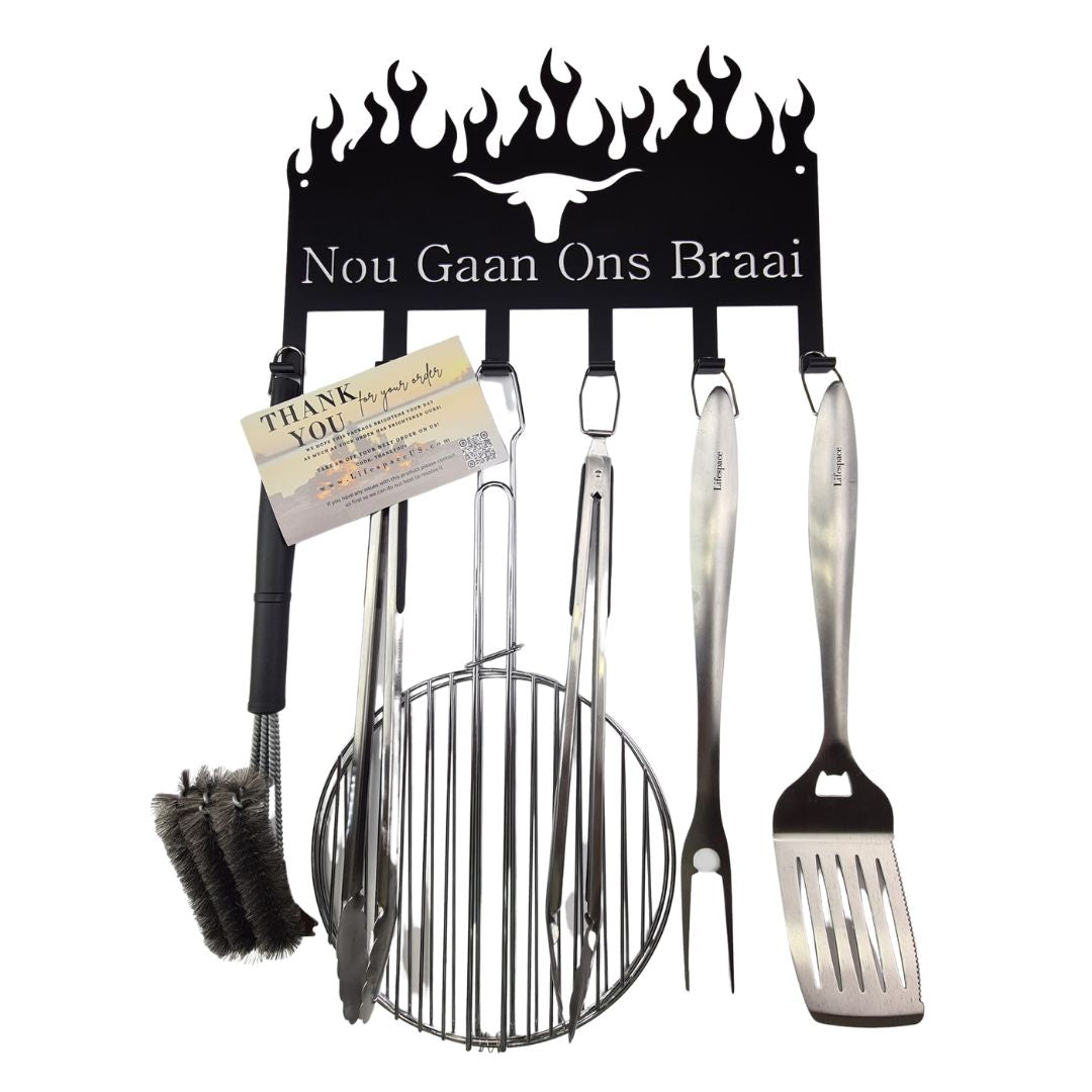 Lifespace 'Nou Gaan Ons Braai' 6 Hook Braai Grill Patio Utility Rack