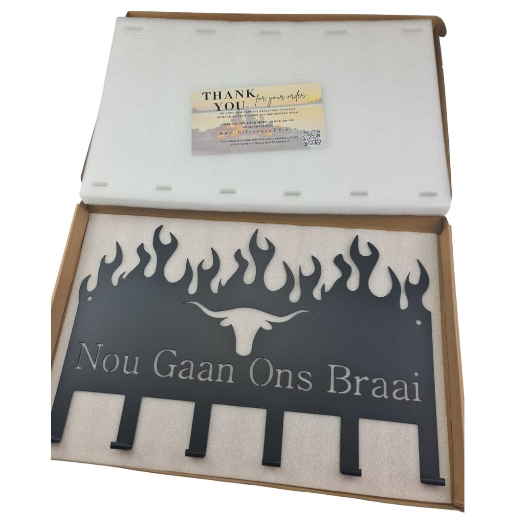 Lifespace 'Nou Gaan Ons Braai' 6 Hook Braai Grill Patio Utility Rack