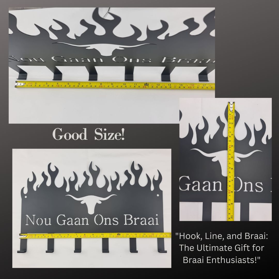 Lifespace 'Nou Gaan Ons Braai' 6 Hook Braai Grill Patio Utility Rack