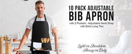 Lifespace Black Customizable Chef 2-Pocket Kitchen Bib Apron