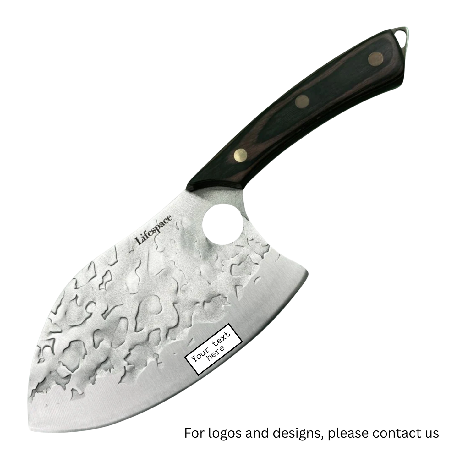 Lifespace 7in Peach Hammered Braai Cleaver with Hole