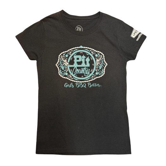 Pit Country Premium Graphic Crewneck Ladies T-Shirt - “Girls BBQ Better”