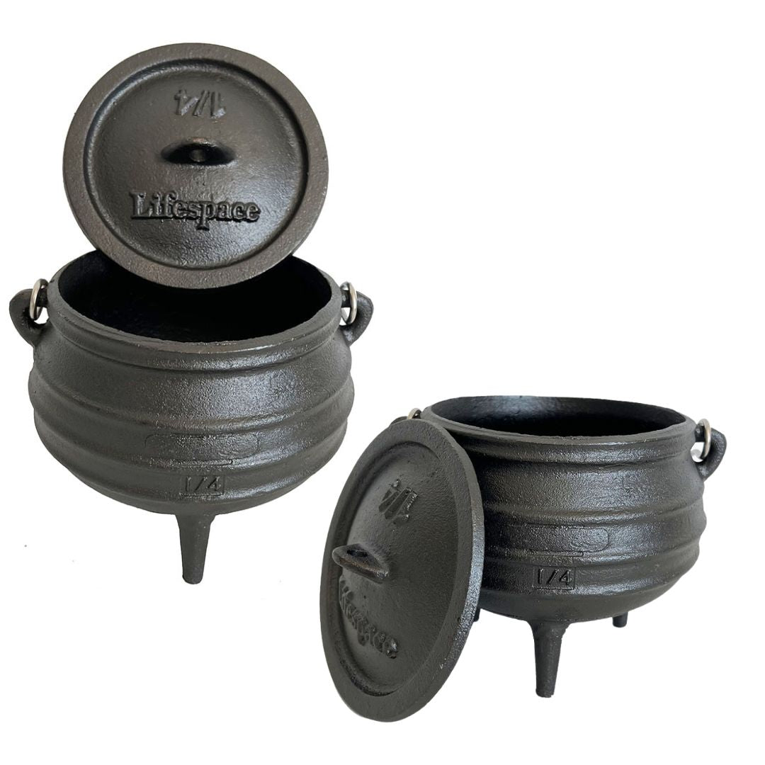 Lifespace Cast Iron No 1/4 African 3-leg Potjie Pot (2 pack) - 1.37pt each