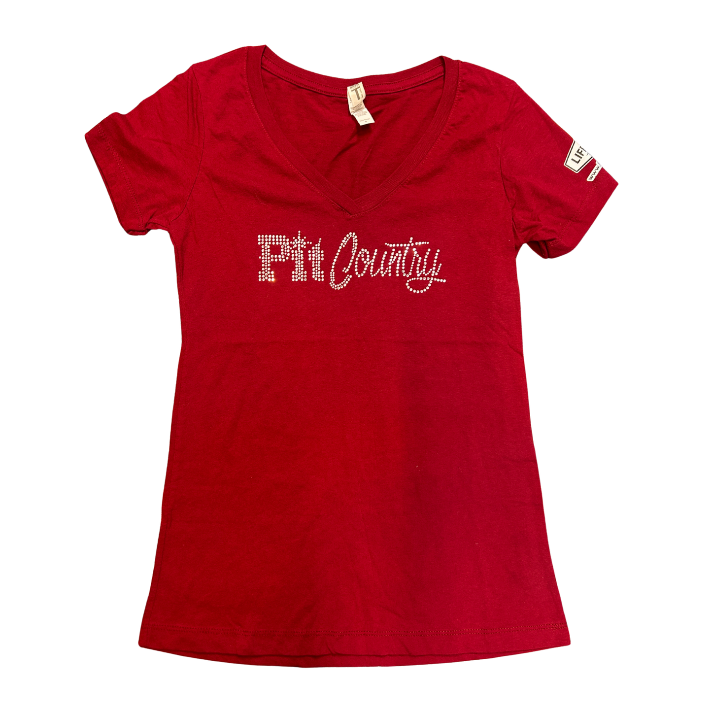 Pit Country Premium Graphic V-Neck Ladies Rhinestone T-Shirt - “Pit Country”