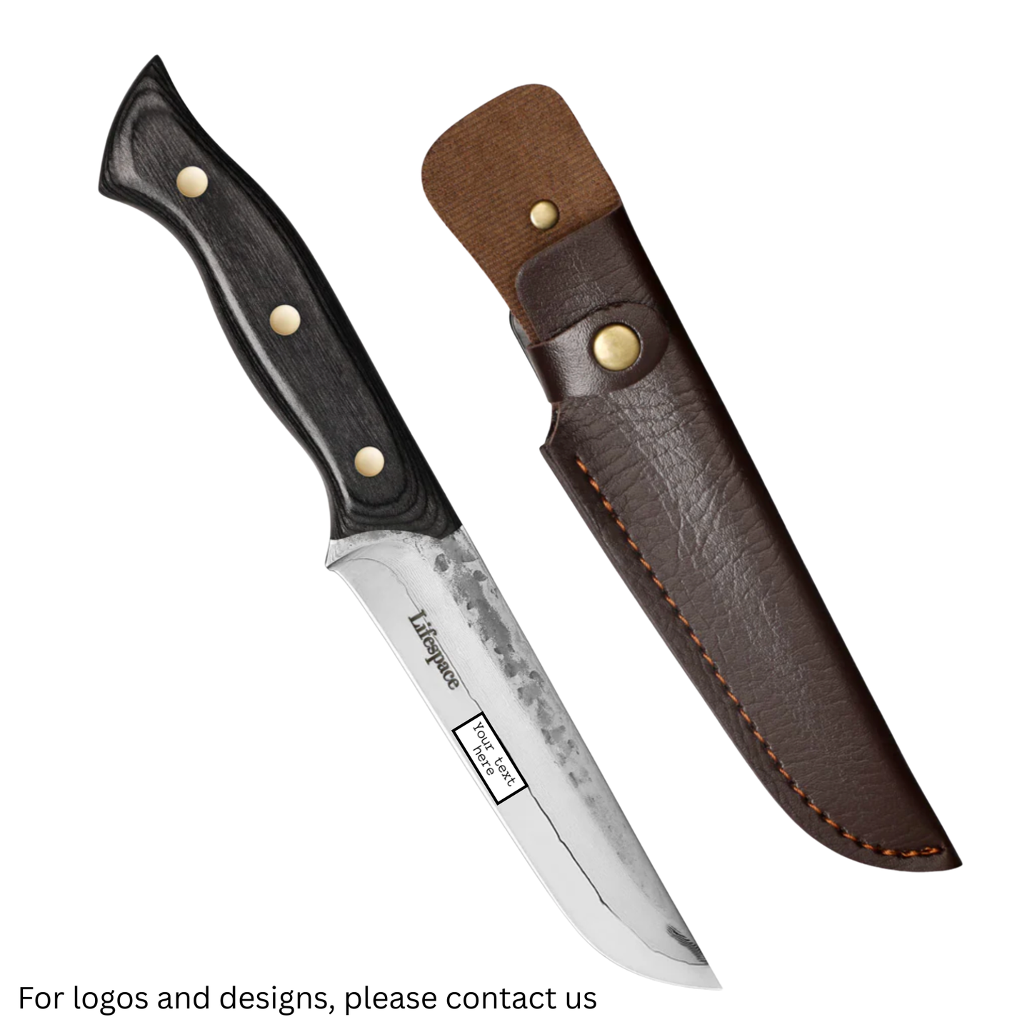 Lifespace Damascus Steel 5 Inch Utility Knife with Grey Wood Handle and Sheath