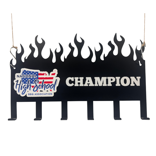 Lifespace National High School BBQ Association "Champion" 6 Hook Utility Medal Rack