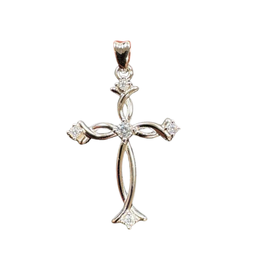 The Cross Road 925 Sterling Silver Ichthys Infinity Cross Pendant with Rhodium Plating and Cubic Zirconia