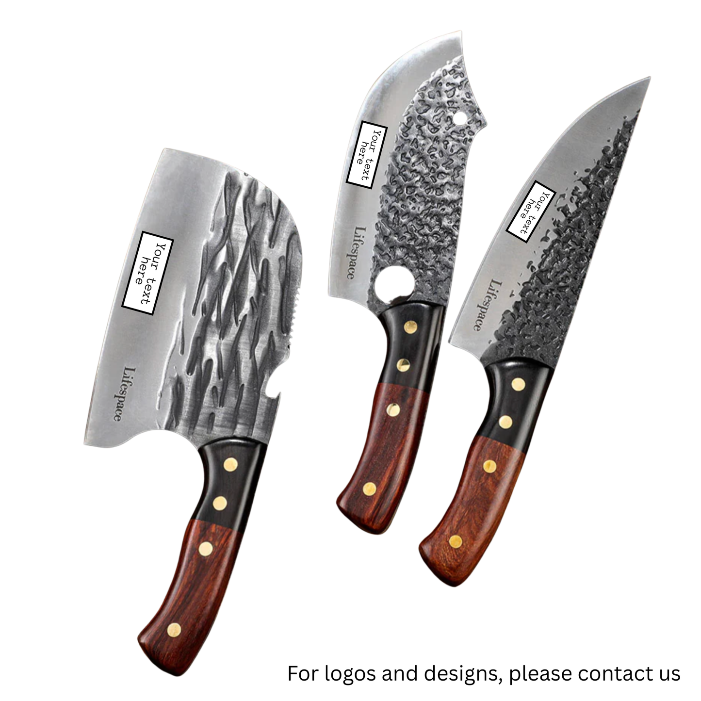Lifespace Premium Chef Cleaver Knife Set (x3) with Genuine Leather Sheaths in a Gift Box