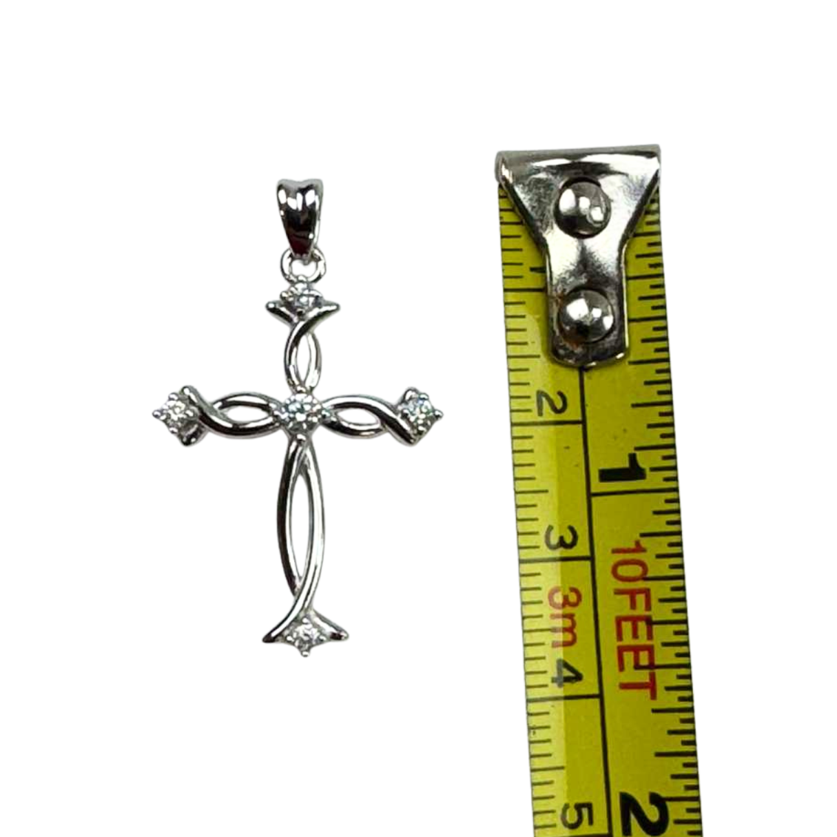 The Cross Road 925 Sterling Silver Ichthys Infinity Cross Pendant with Rhodium Plating and Cubic Zirconia