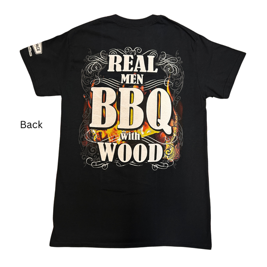 Pit Country Premium Graphic Crewneck Mens T-Shirt - “Real Men BBQ With Wood"