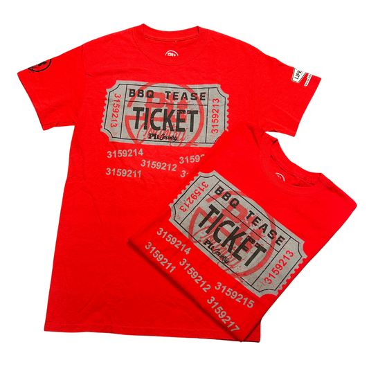 Pit Country Premium Graphic Crewneck Mens T-Shirt - “BBQ Tease Ticket"