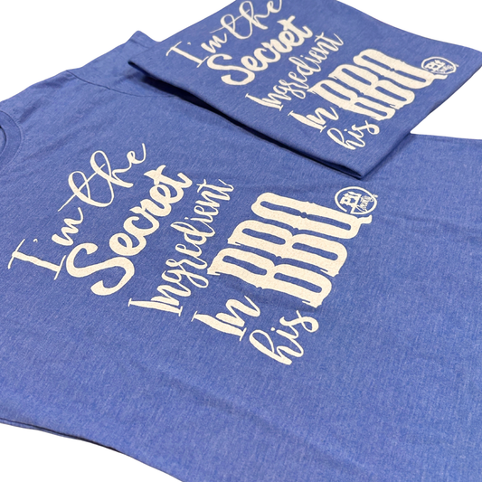 Pit Country Premium Graphic Crewneck Blue Ladies T-Shirt - “I'm the Secret Ingredient in the BBQ”