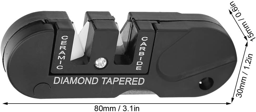 Lifespace Handheld Mini Ceramic Carbide 3-in-1 Knife Sharpener with Carabiner