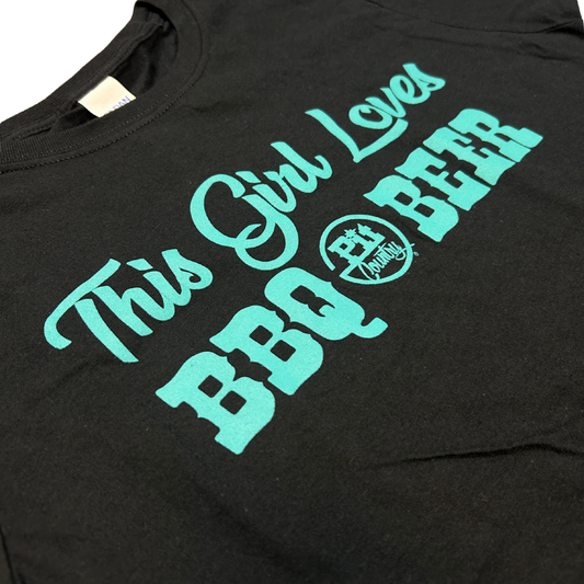 Pit Country Premium Graphic Crewneck Ladies T-Shirt - "This Girl Loves BBQ & Beer"