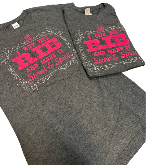 Pit Country Premium Graphic Crewneck Ladies T-Shirt - “I Got his Rib & I Made it Sweet & Spicy”