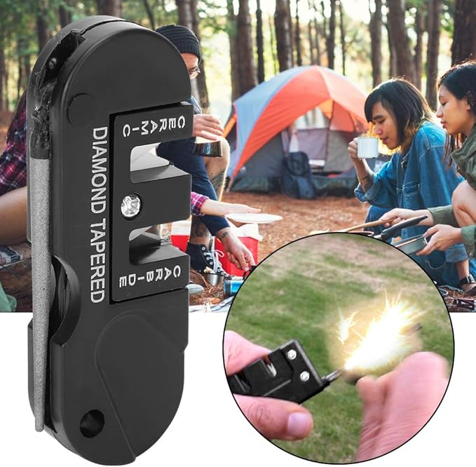 Lifespace Handheld Mini Ceramic Carbide 3-in-1 Knife Sharpener with Carabiner