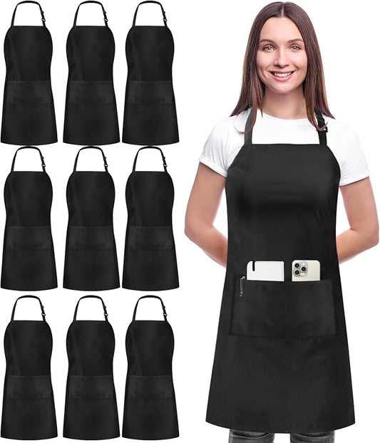 Lifespace Black Customizable Chef 2-Pocket Kitchen Bib Apron