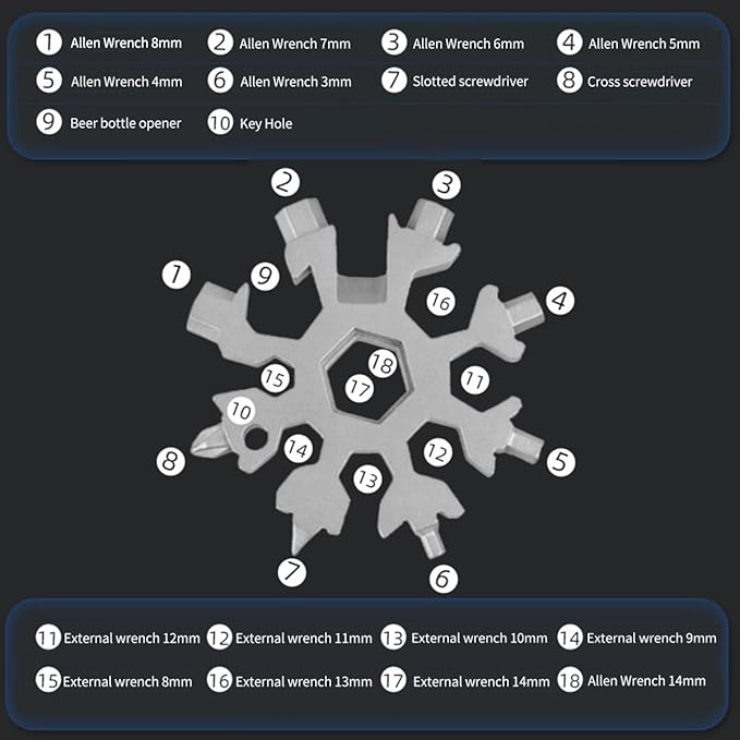 Lifespace 18-in-1 420 Stainless Steel Snowflake Multi Tool - Black