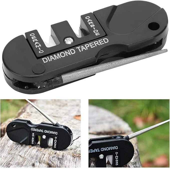 Lifespace Handheld Mini Ceramic Carbide 3-in-1 Knife Sharpener with Carabiner