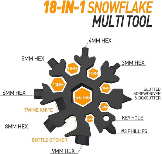 Lifespace 18-in-1 420 Stainless Steel Snowflake Multi Tool - Black
