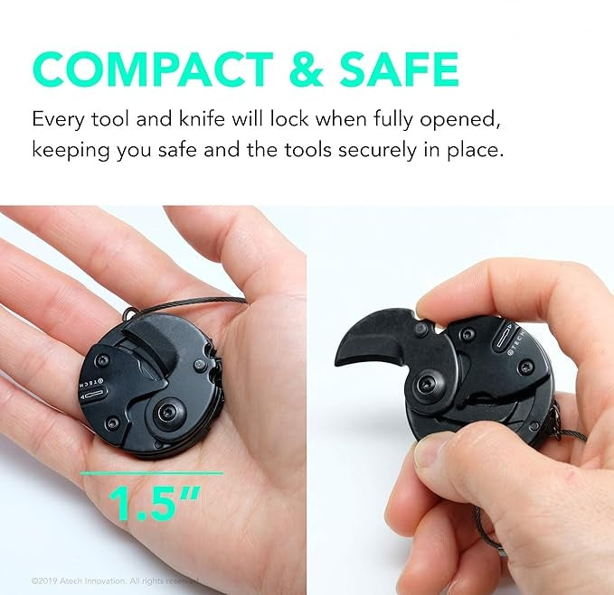 Lifespace Multi-Functional 7-in-1 Pocket Knife Multi-Tool Keychain (Round)