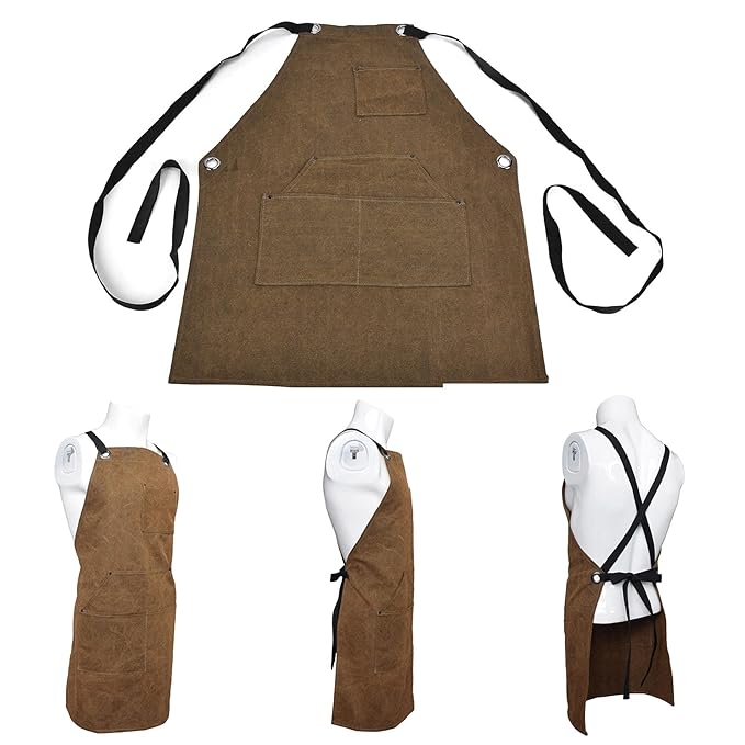 Texas Barbecue Premium Khaki Wax Canvas BBQ Grill Work Apron