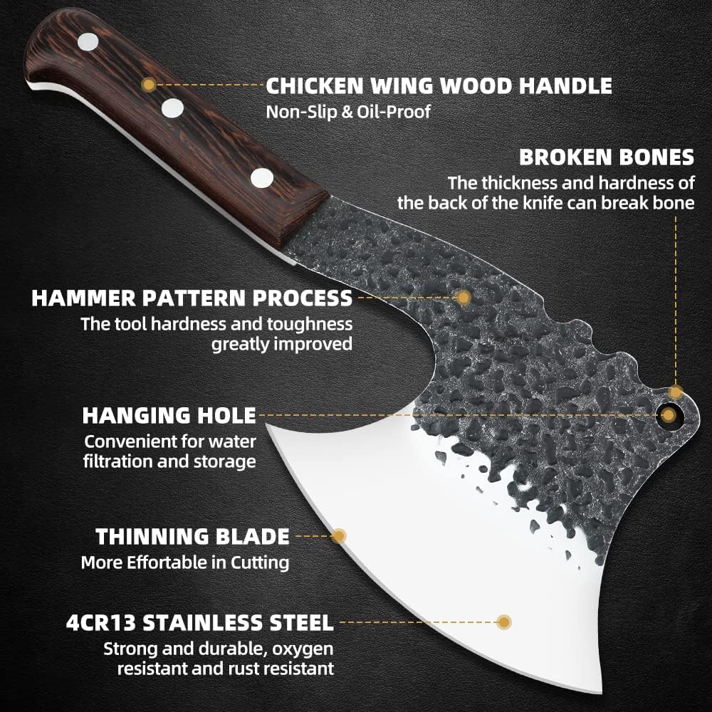 Lifespace Butcher Cleaver Knife with Wenge Handle & Sheath