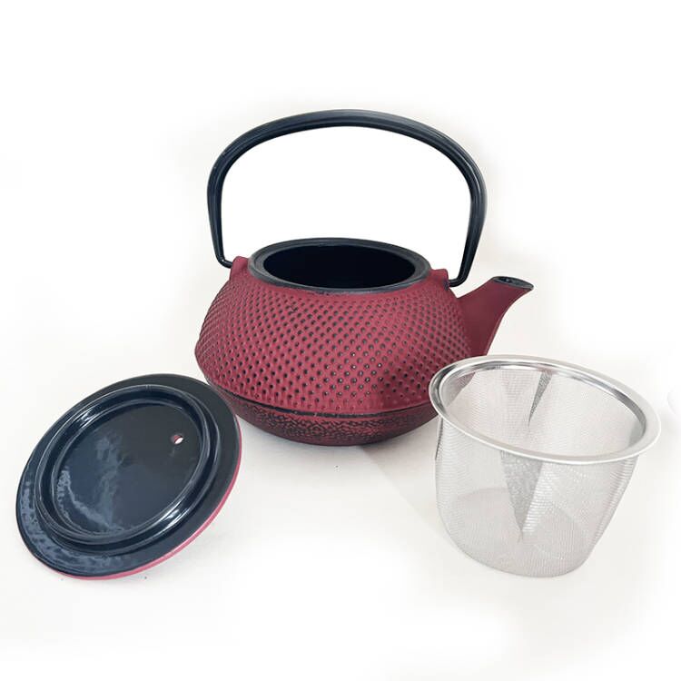 Lifespace Luxury Cast Iron 600ml Teapot Set with SS Filter, Trivet & 4 Cups - avail in Red & Green