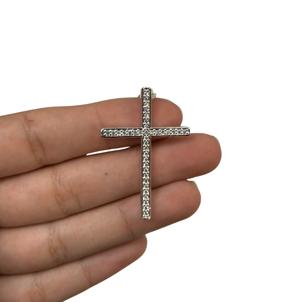 The Cross Road Women's Silver Plated Cross Pendant with Chain and Cubic Zirconia Detail