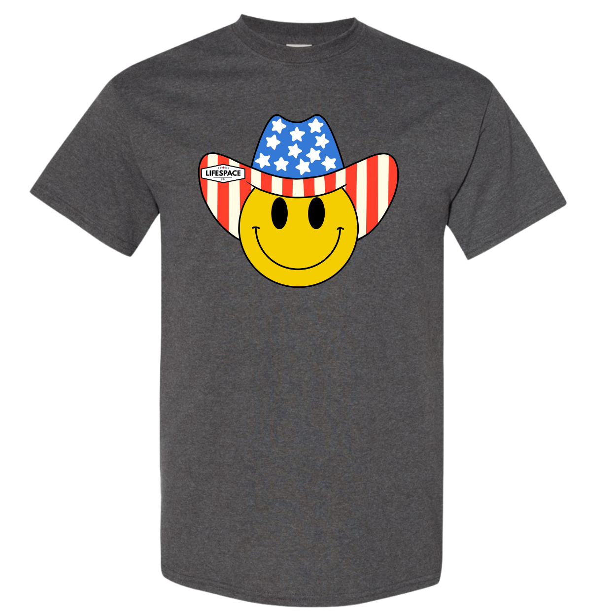 Lifespace Premium Cotton-Poly Blend Crewneck T-shirt "American Smiley"
