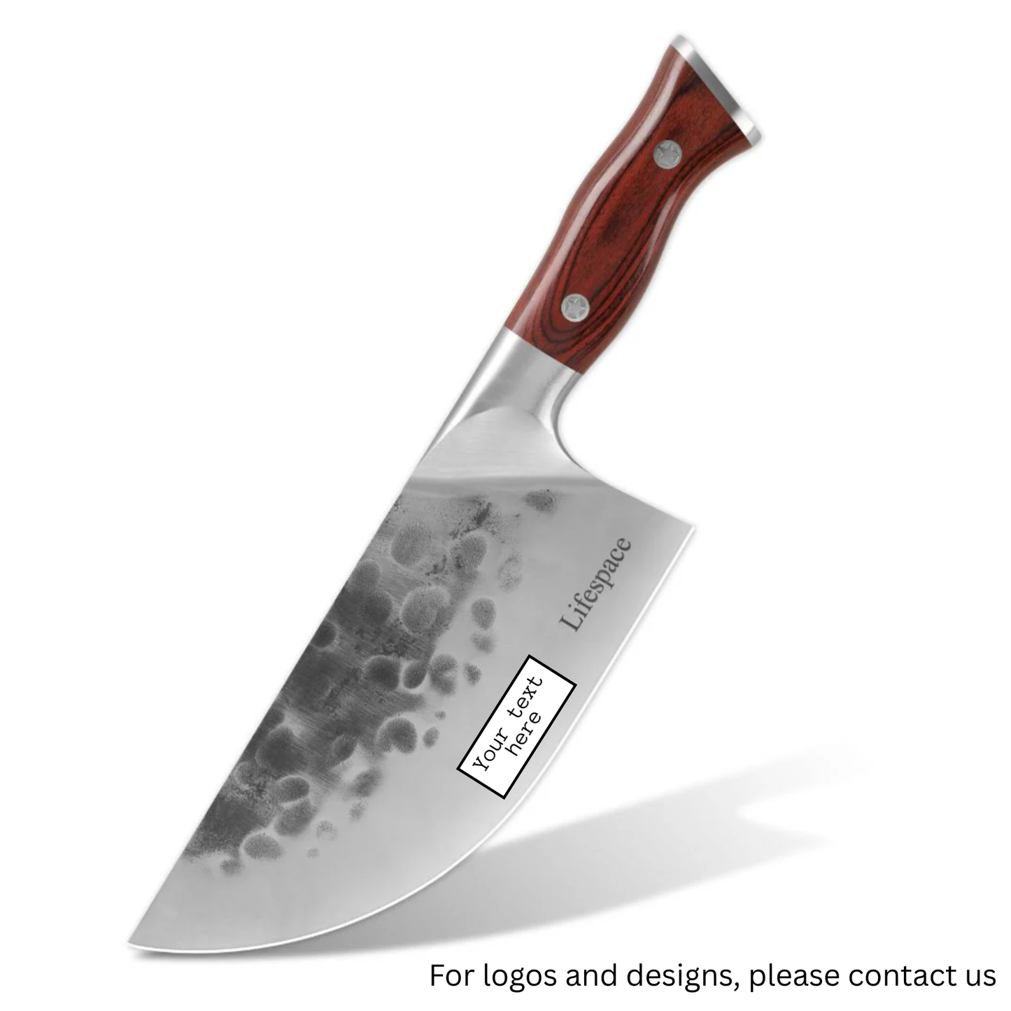 Lifespace 7.6" 'Lone Star' Curved Blade Meat Cleaver with a Pakkawood Handle