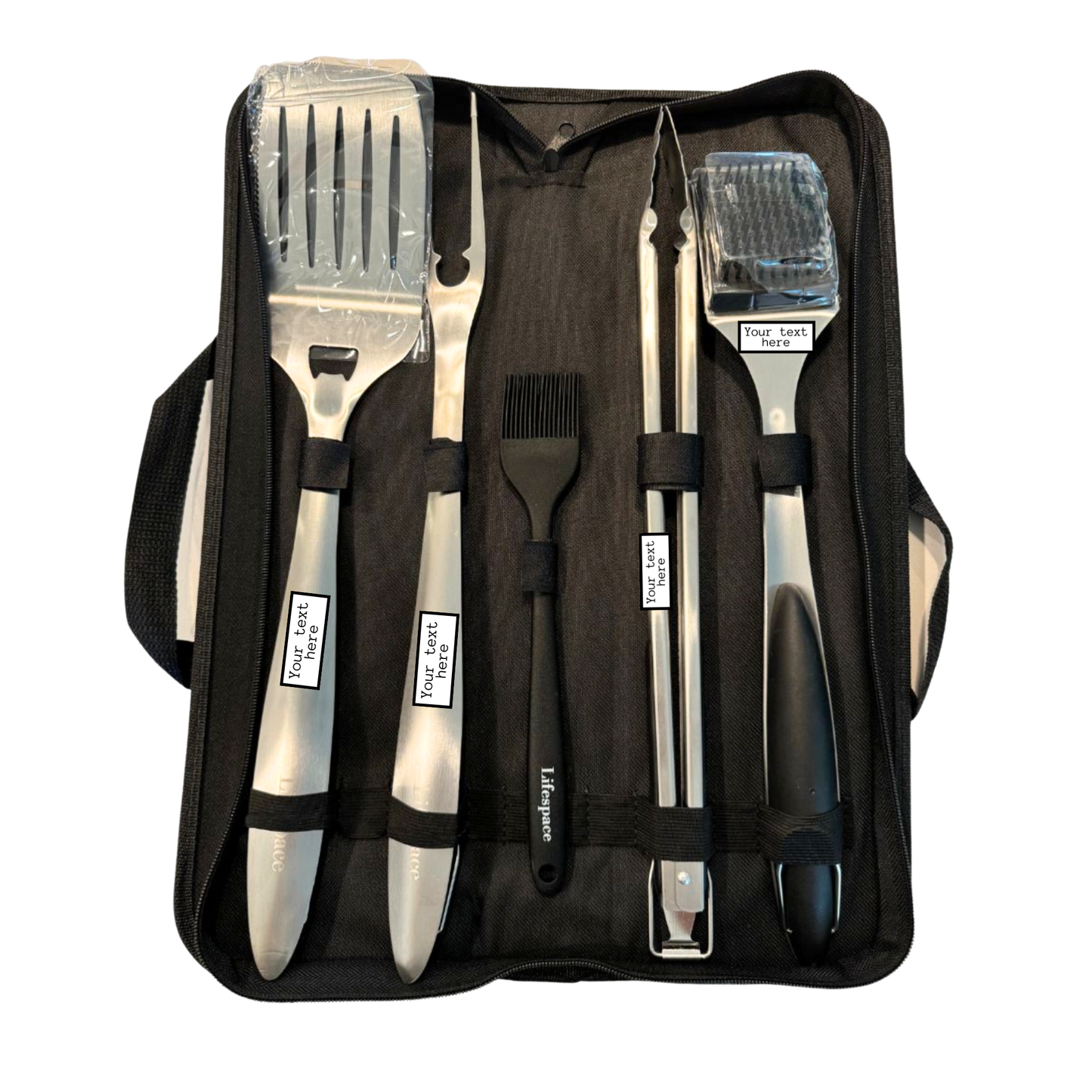Lifespace Premium Heavy Duty 5 piece Grill Tool Set with Carry Storage Bag