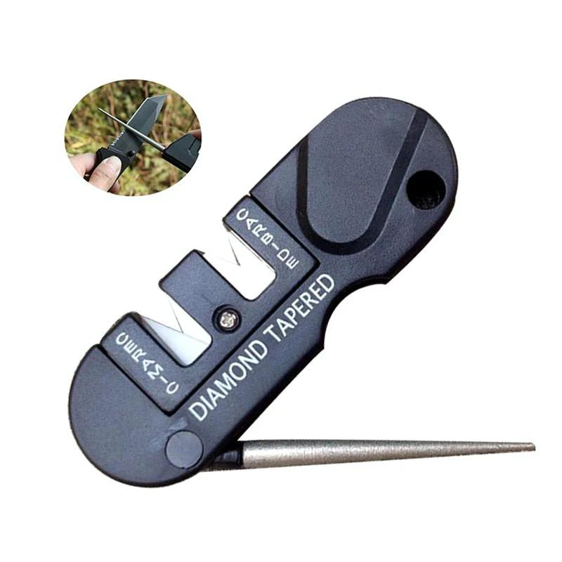Lifespace Handheld Mini Ceramic Carbide 3-in-1 Knife Sharpener with Carabiner