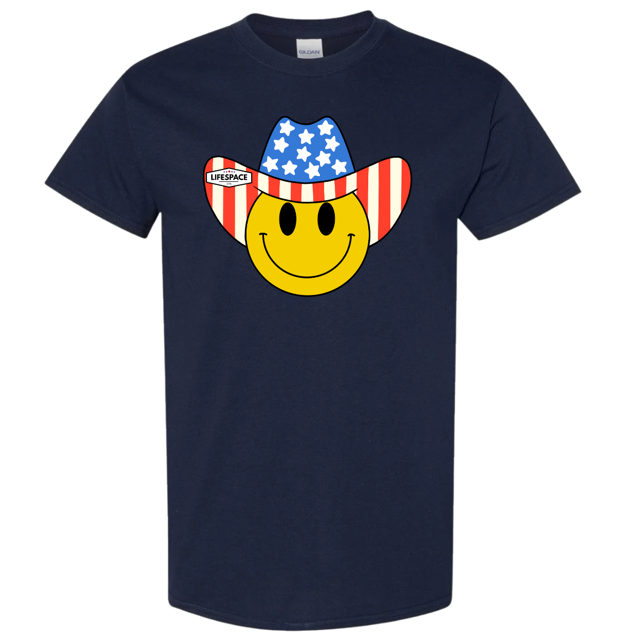 Lifespace Premium Cotton-Poly Blend Crewneck T-shirt "American Smiley"