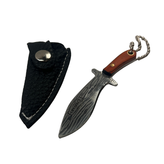 Lifespace Damascus Mini Kukri Knife with Sheath