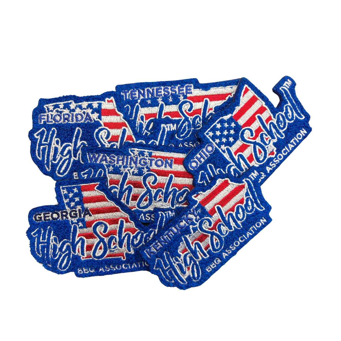 National High School BBQ Association Premium Chenille Letterman State Specific Patch