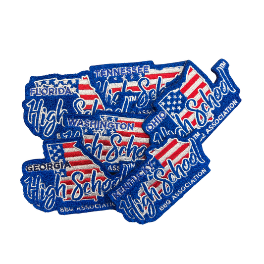National High School BBQ Association Premium Chenille Letterman State Specific Patch