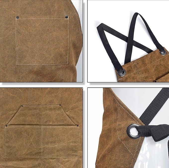 Texas Barbecue Premium Khaki Wax Canvas BBQ Grill Work Apron