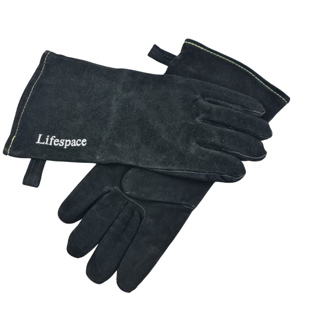 Lifespace Black Leather Grill Gloves - lined for extra comfort. EXCELLENT QUALITY!