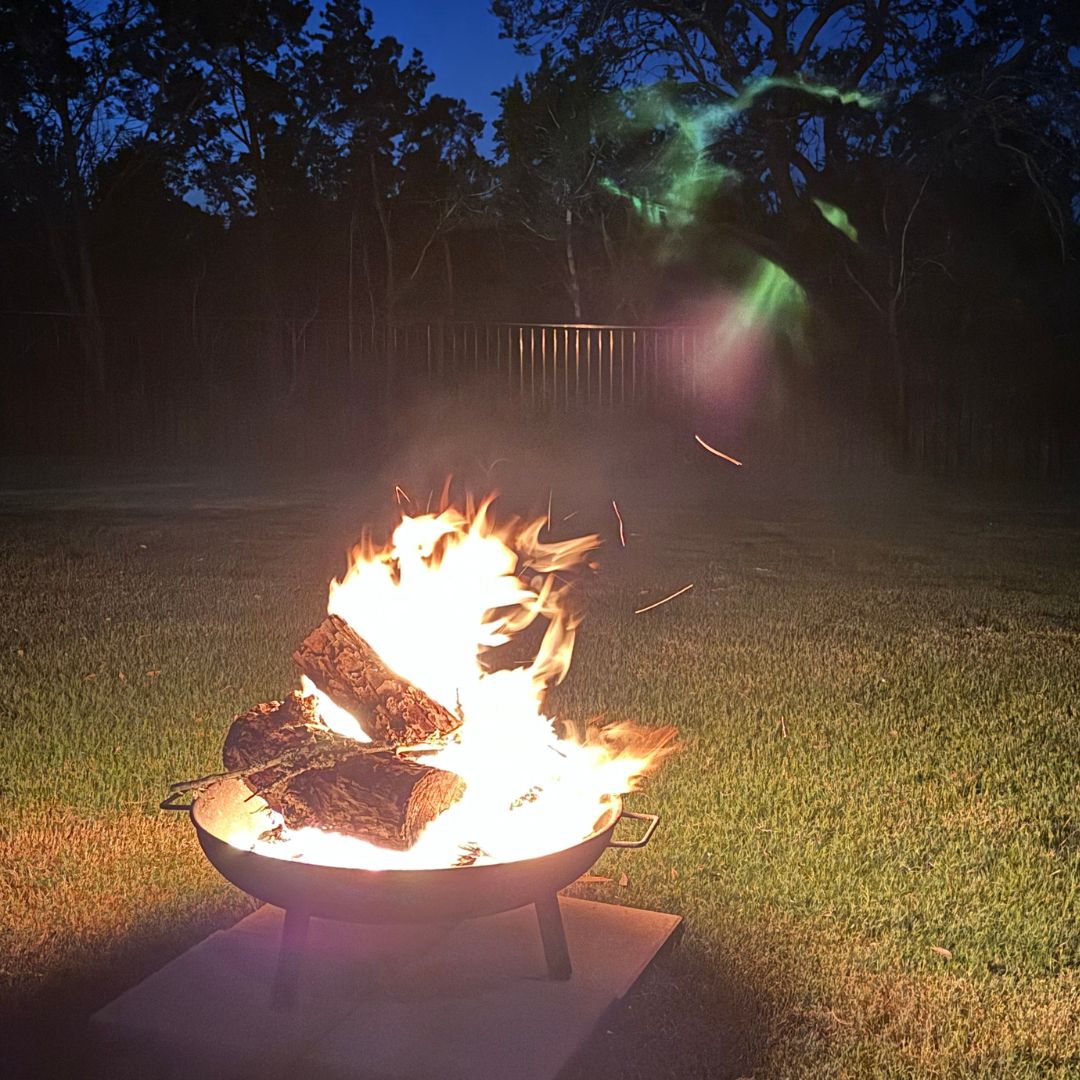 Lifespace 23in Bowl Firepit & Log Holder Bundle with FREE Leather Gloves