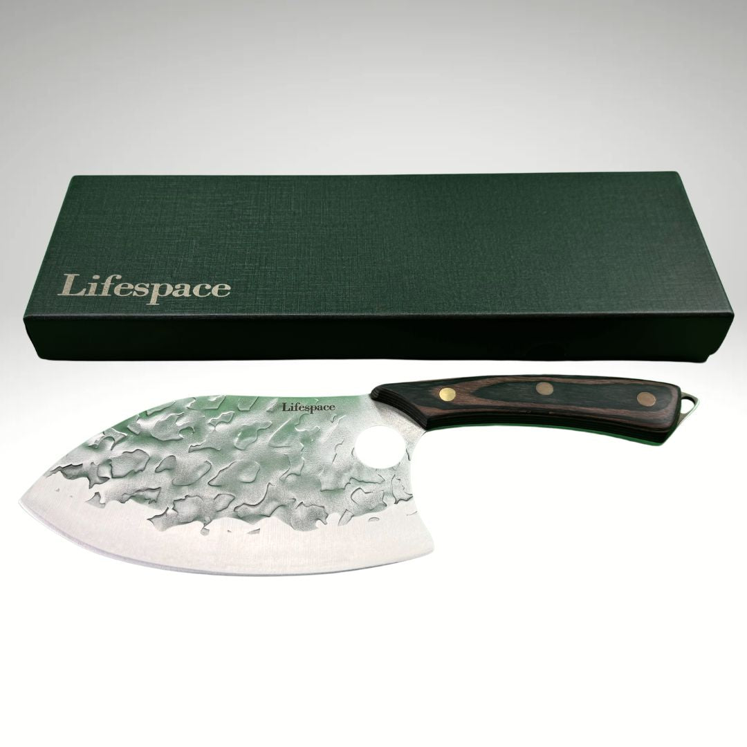 Lifespace 7in Peach Hammered Braai Cleaver with Hole