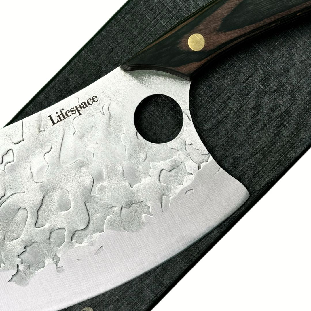 Lifespace 7in Peach Hammered Braai Cleaver with Hole