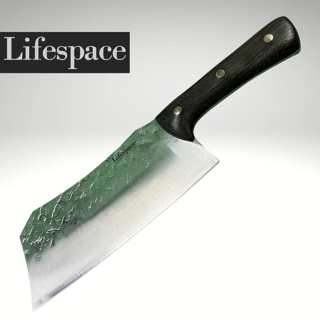 Lifespace 7” Chef Chopping Cleaver with 3 Rivets & Wood Handle