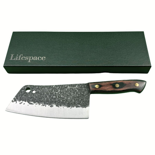 Lifespace 7in Full Tang Chef Cleaver Knife with Hole